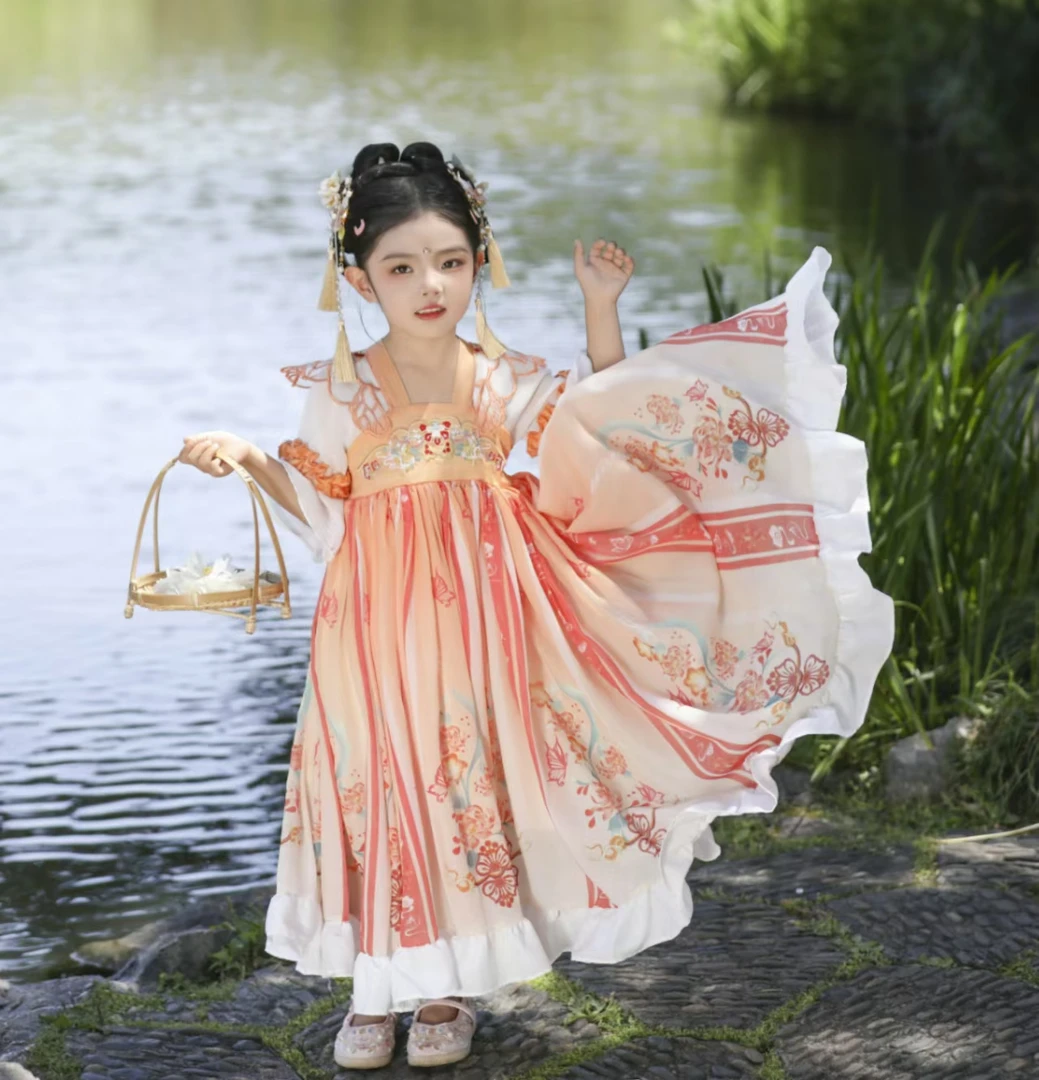 女童汉服夏季秋款2024新款中国风唐装夏季古装裙子儿童古风女