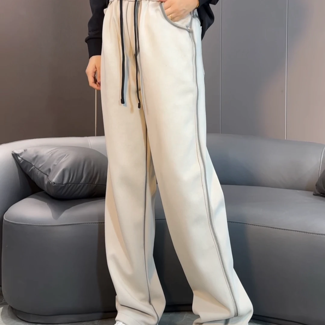 2024春季设计感复古小众宽松直筒卫裤男美式痞帅休闲裤阔腿拖地裤