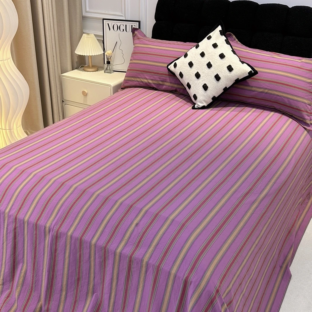 【床单在这里】100%全棉棉绒棉纱A类格子亲肤双人单人床单床上用品