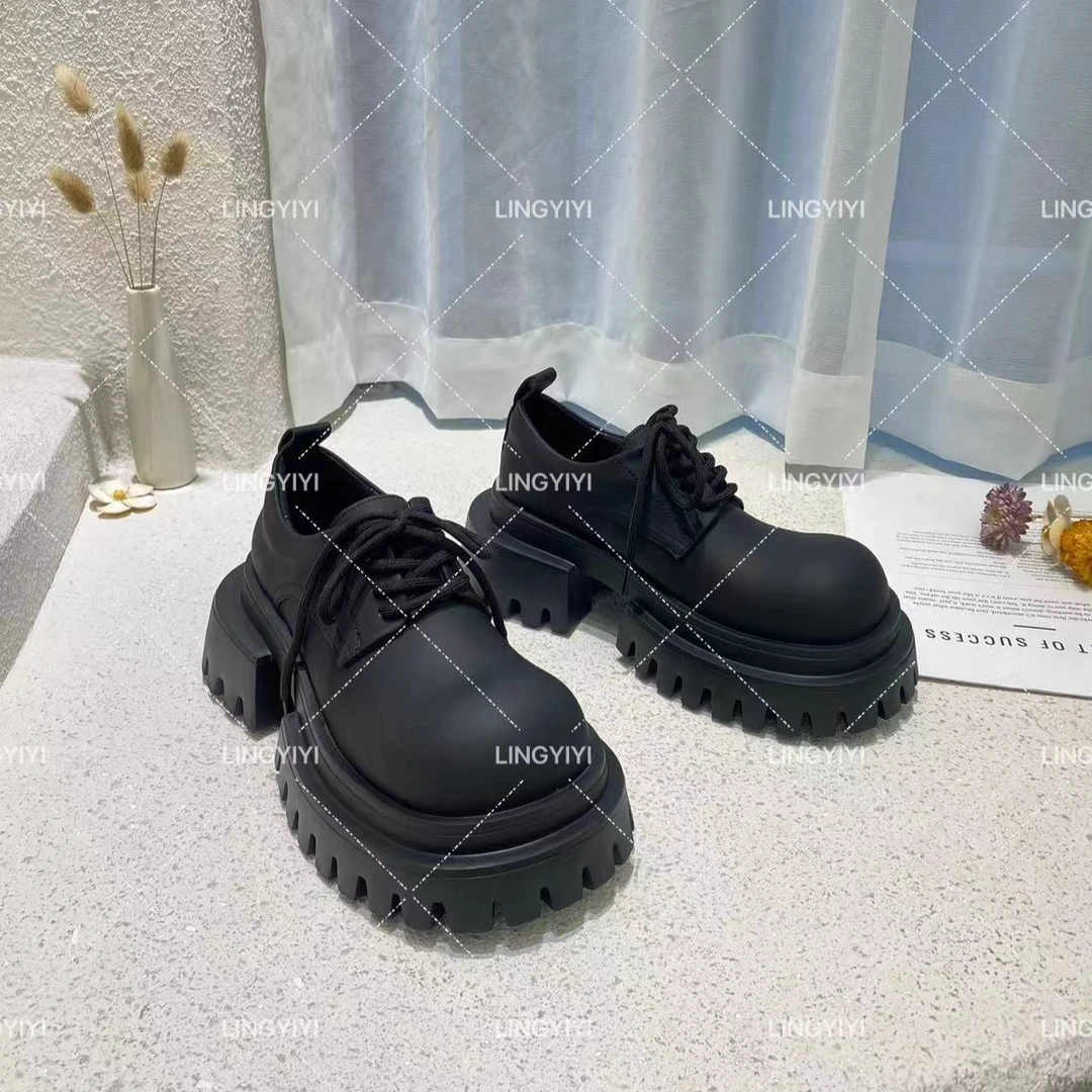 2408-142珊Boss网红时尚休闲百搭潮流厚底圆头乐福鞋（6公分）