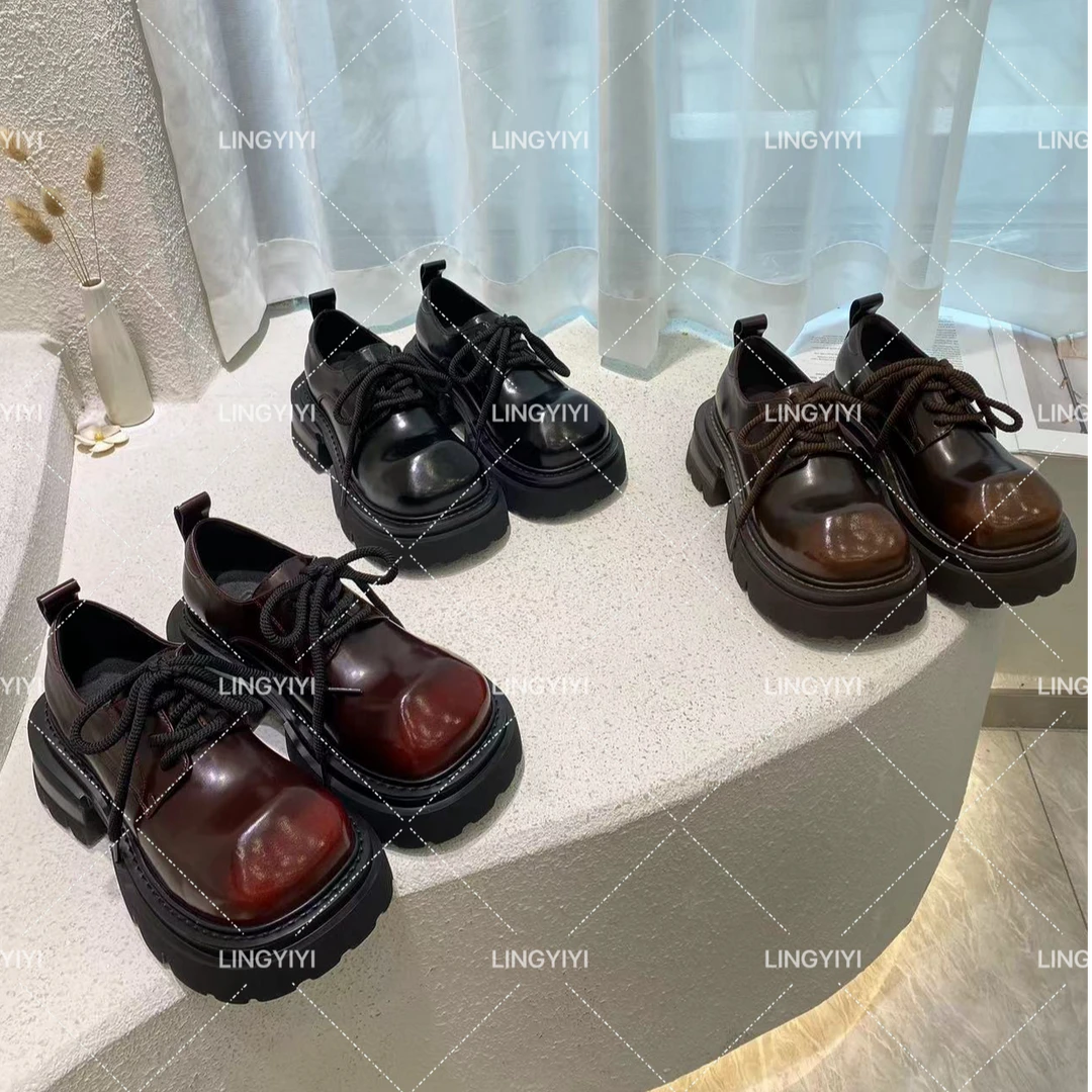 2408-143玲一一款时尚休闲百搭潮流厚底圆头乐福鞋（6公分）