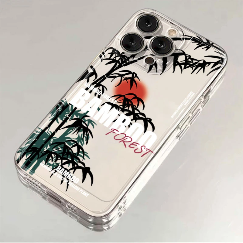 日出竹林苹果15手机壳iPhone14promax12软壳13XR11女Xs男8Plus7
