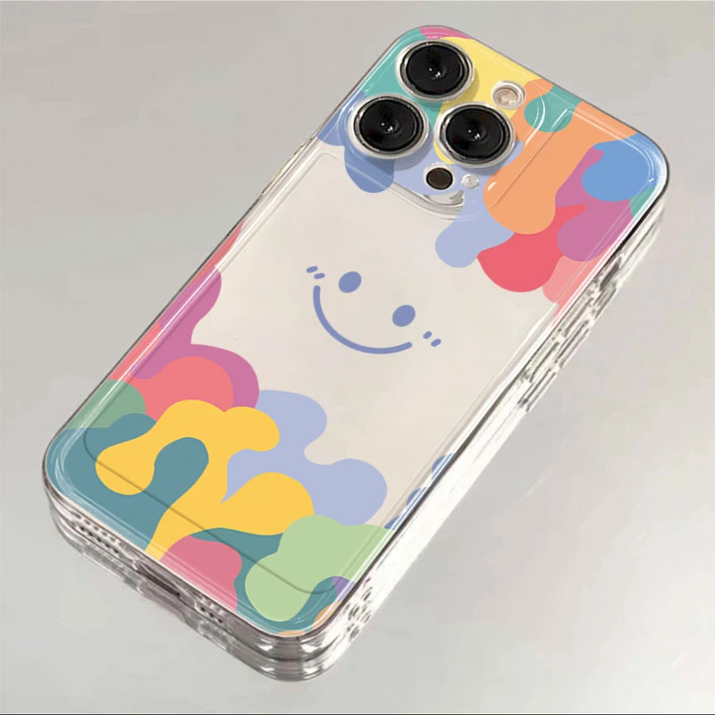 色彩笑脸苹果15手机壳iPhone14promax12软壳13XR11女Xs男8Plus7