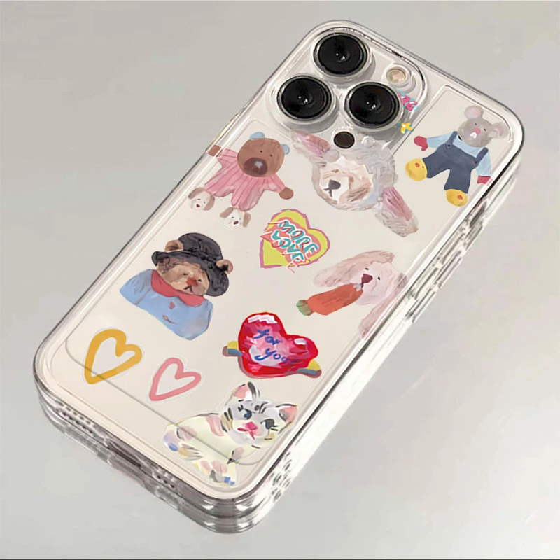 动物涂鸦苹果15手机壳iPhone14promax12软壳13XR11女Xs男8Plus7