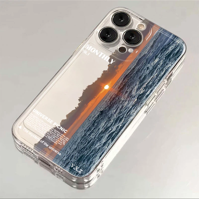 海上日落苹果15手机壳iPhone14promax12软壳13XR11女Xs男8Plus7