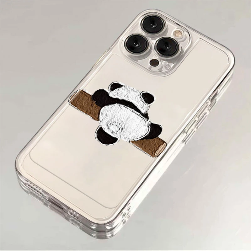 爬树熊猫苹果15手机壳iPhone14promax12软壳13XR11女Xs男8Plus7