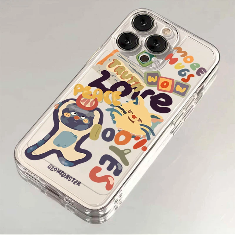 涂鸦猫咪苹果15手机壳iPhone14promax12软壳13XR11女Xs男8Plus7