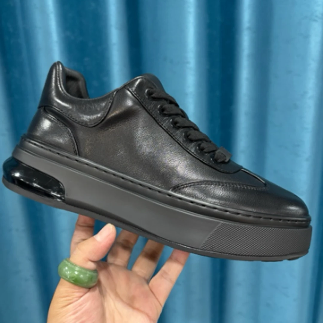 气垫2棉，60891广州胎牛皮加绒超轻弹力时尚商务休闲皮鞋真皮