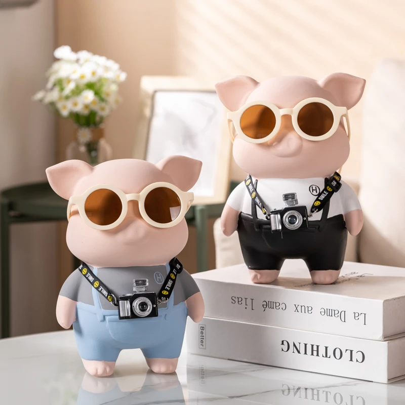卡通陶瓷猪猪侠存钱罐客厅摆件电视柜玄关简约儿童男女生日礼物