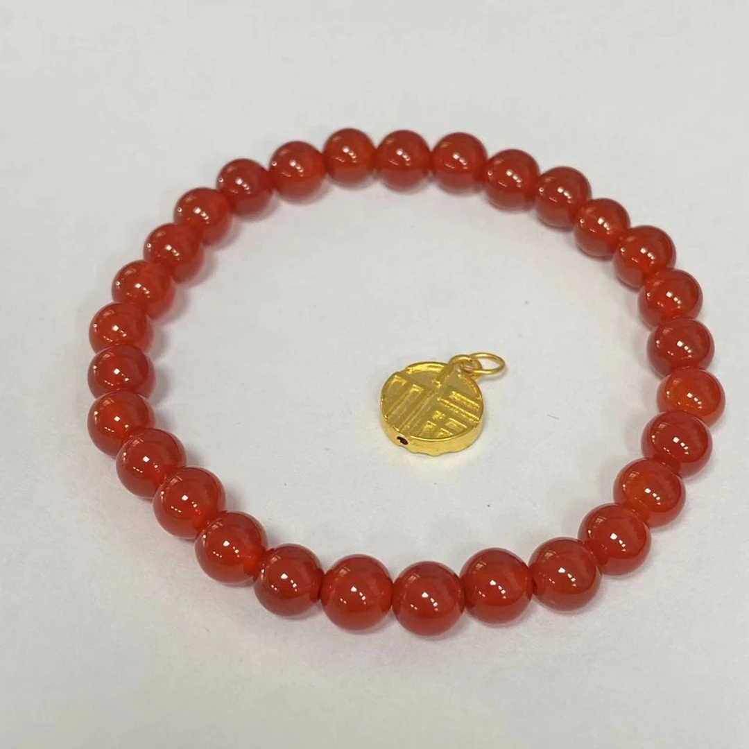 足金福字提溜玛 瑙手链时尚@@A231