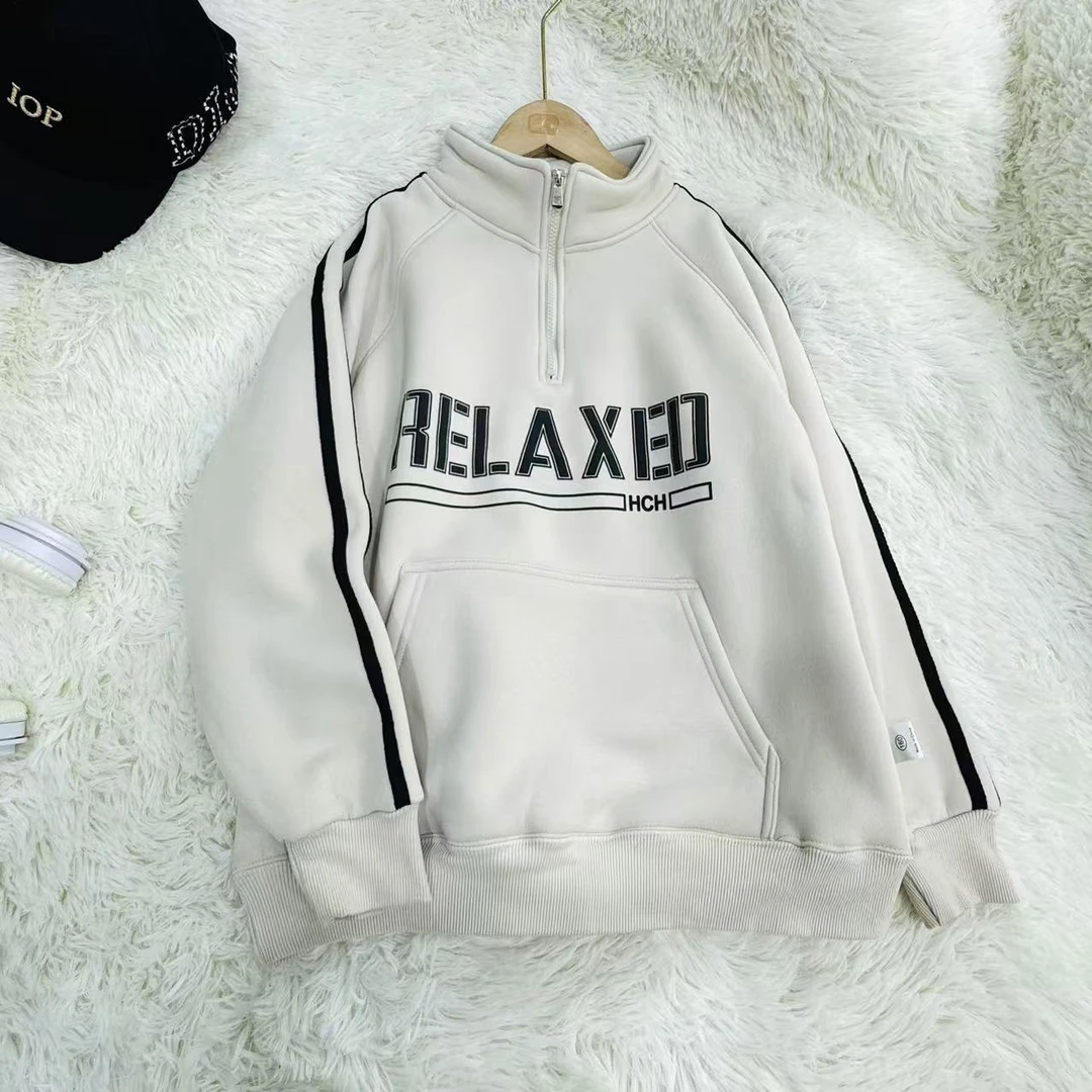 冬季时尚新款1183拉链加厚加绒polo衫卫衣