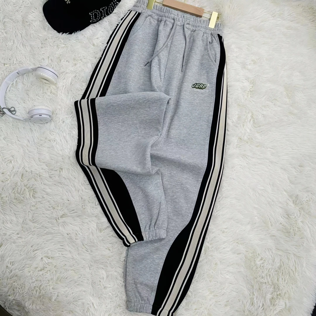 中大童711加绒条纹712拼接卫裤