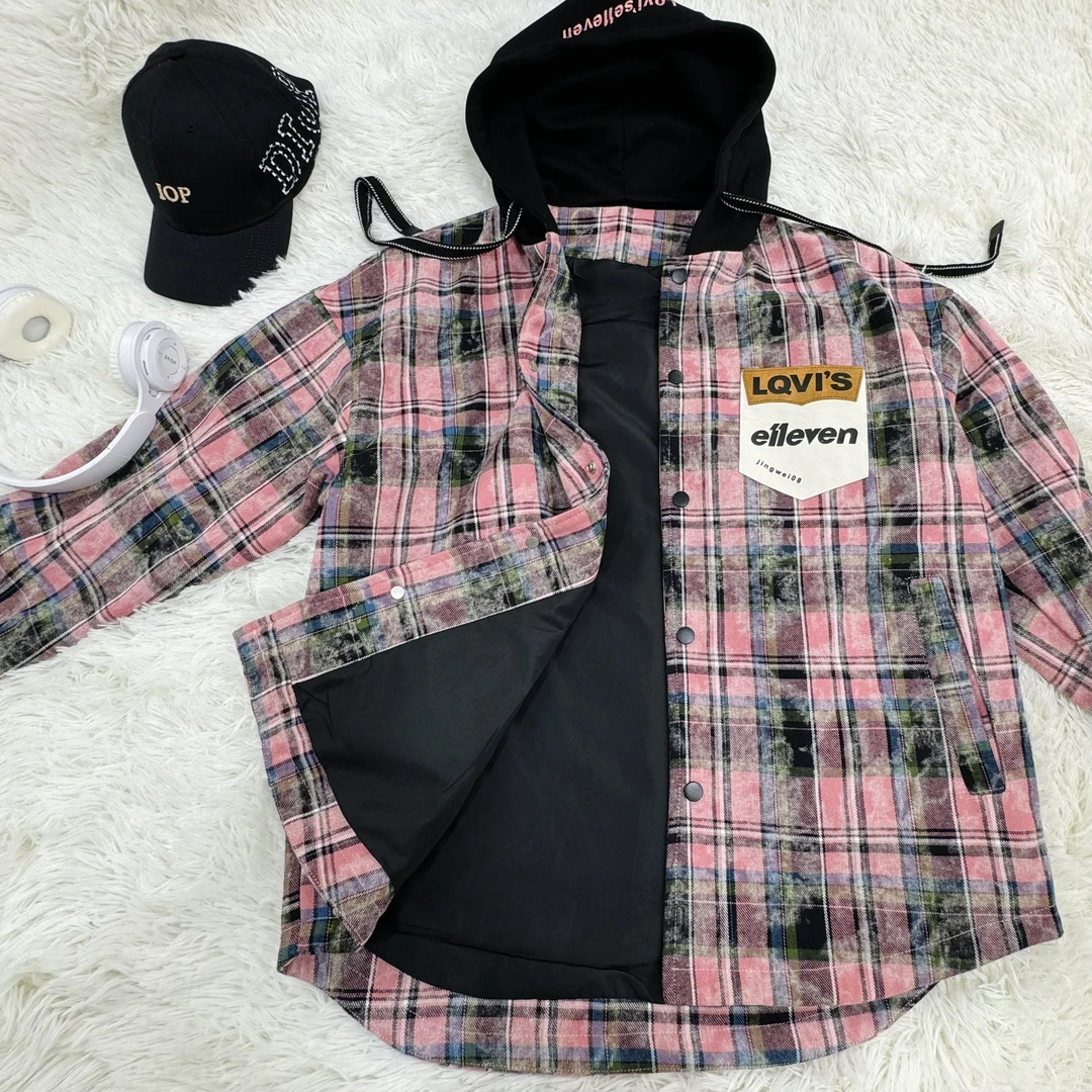 中大潮流时尚7356格子图案外套