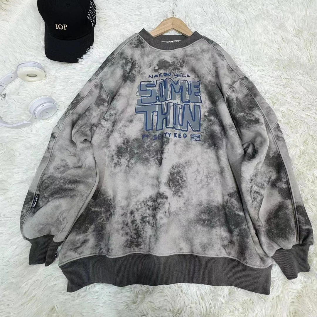 时尚坯布印花加绒7707圆领卫衣