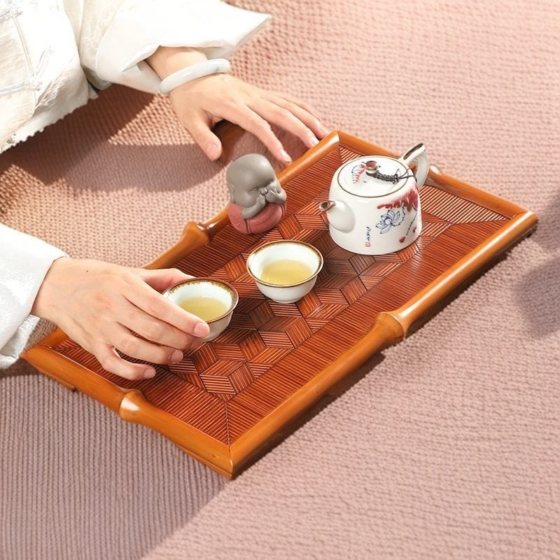 中式禅意茶具收纳盘竹制干泡台长方形托盘家用茶盘