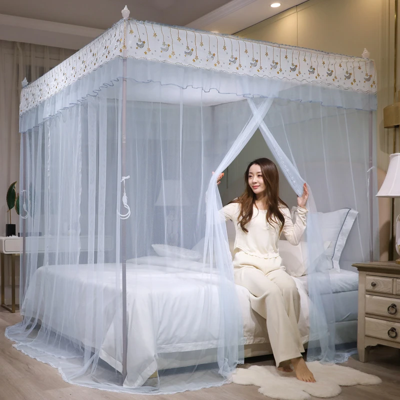 公主风防尘顶落地宫廷蚊帐 加大空间加密网眼360°防虫防蚊睡帐