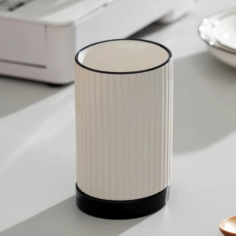 日式复古厨房陶瓷筷子筒沥水筷子架家用简约餐具收纳桶筷子笼