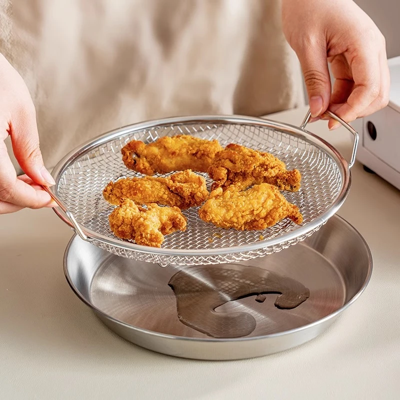 不锈钢滤油盘家用双耳沥油盘多功能沥油架子油炸漏油托盘沥水盘子