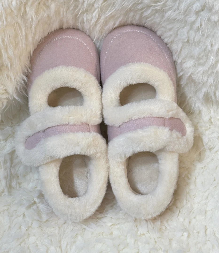 奶呼呼棉鞋百搭加绒保暖舒适毛毛鞋