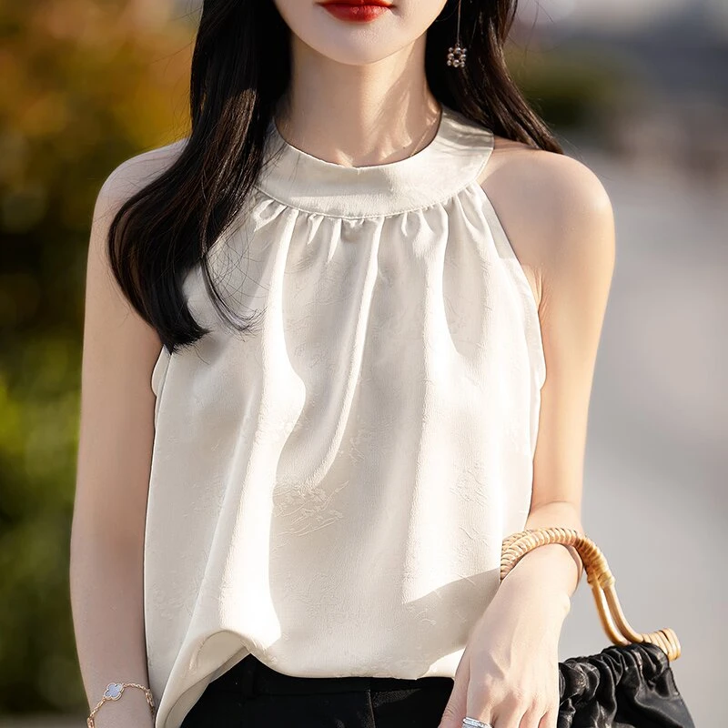 休闲风宽松型背心吊带露肩气质显瘦外穿韩版打底夏季白色洋气
