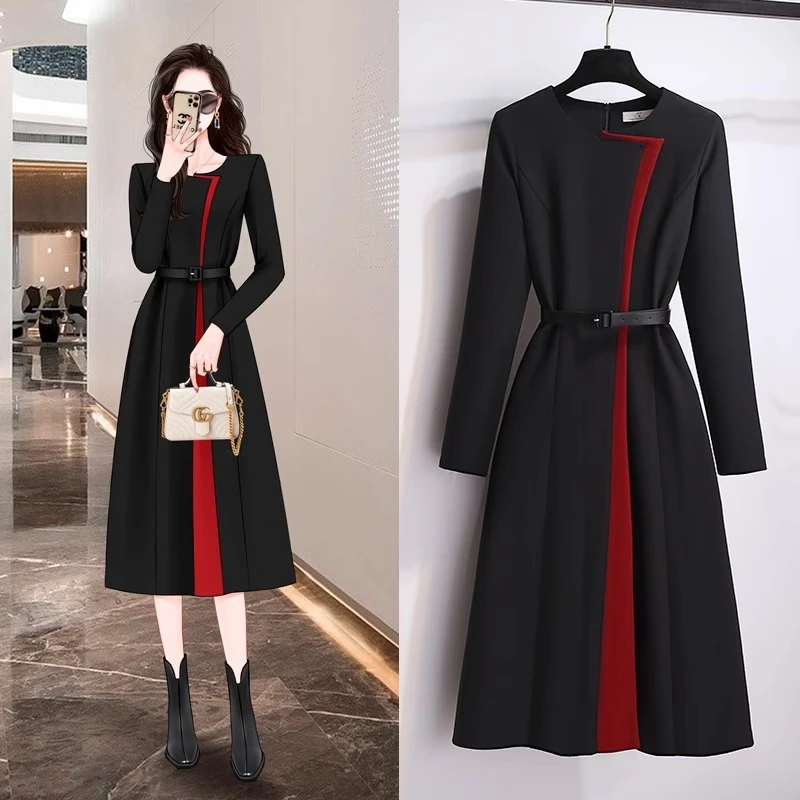 轻奢高端女装中长款显瘦连衣裙秋季高级感气质超好看收腰约会裙子