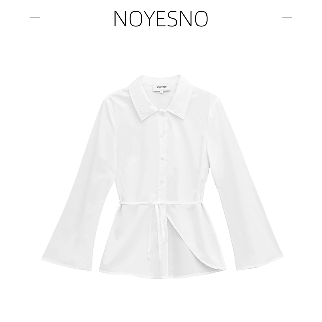 NYN不规则法式早秋绑带衬衫高级感日常通勤长袖收腰设计感显瘦