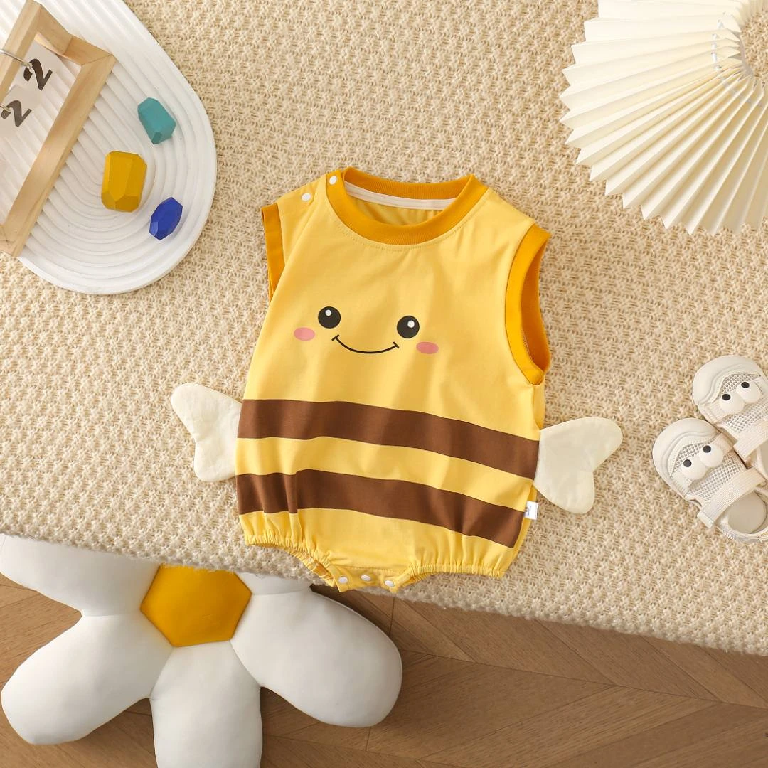 【小蜜蜂】 夏季薄款蓬蓬包屁男女宝婴幼儿爬服连体哈衣儿童节洋气