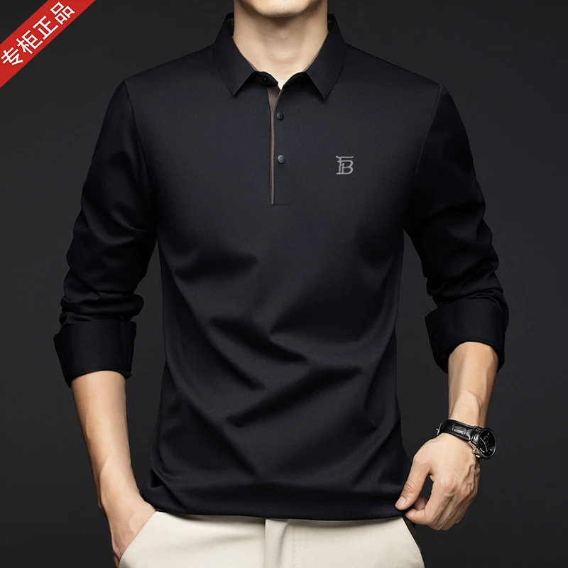 专柜正品欧洲英伦长袖T恤POLO衫男商务休闲高档无痕冰丝速干长袖