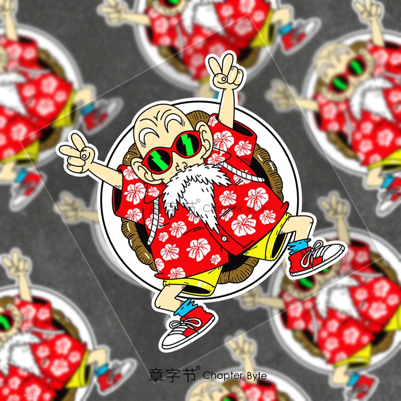 七龙珠龟仙人卡通个性创意贴纸电动摩托装饰车贴潮牌反光贴划痕贴