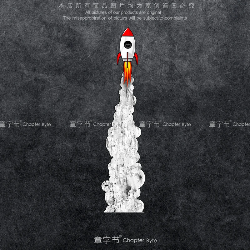 喷气火箭发射车贴侧窗玻璃电动车摩托车防水反光创意划痕遮挡贴画