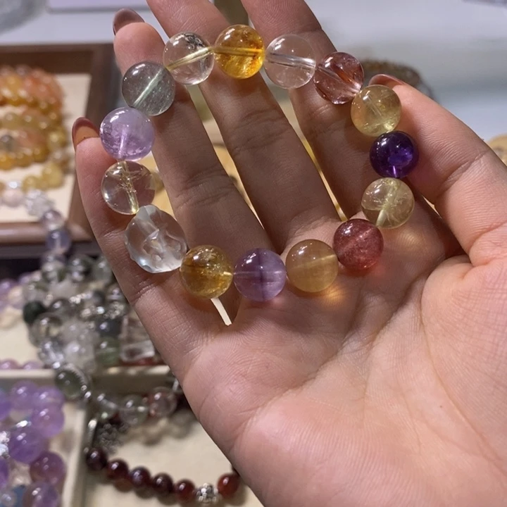 水晶手链18K金镶嵌多宝10咪