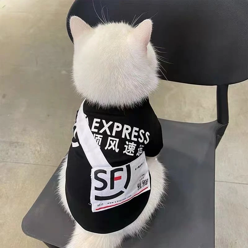 猫咪衣服夏天薄款快递外卖狗狗衣服泰迪博美比熊小型幼犬宠物服饰