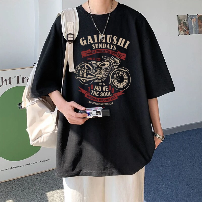 重磅潮牌美式复古宽松T恤胖子短袖男士百搭纯棉大码男装夏季潮流