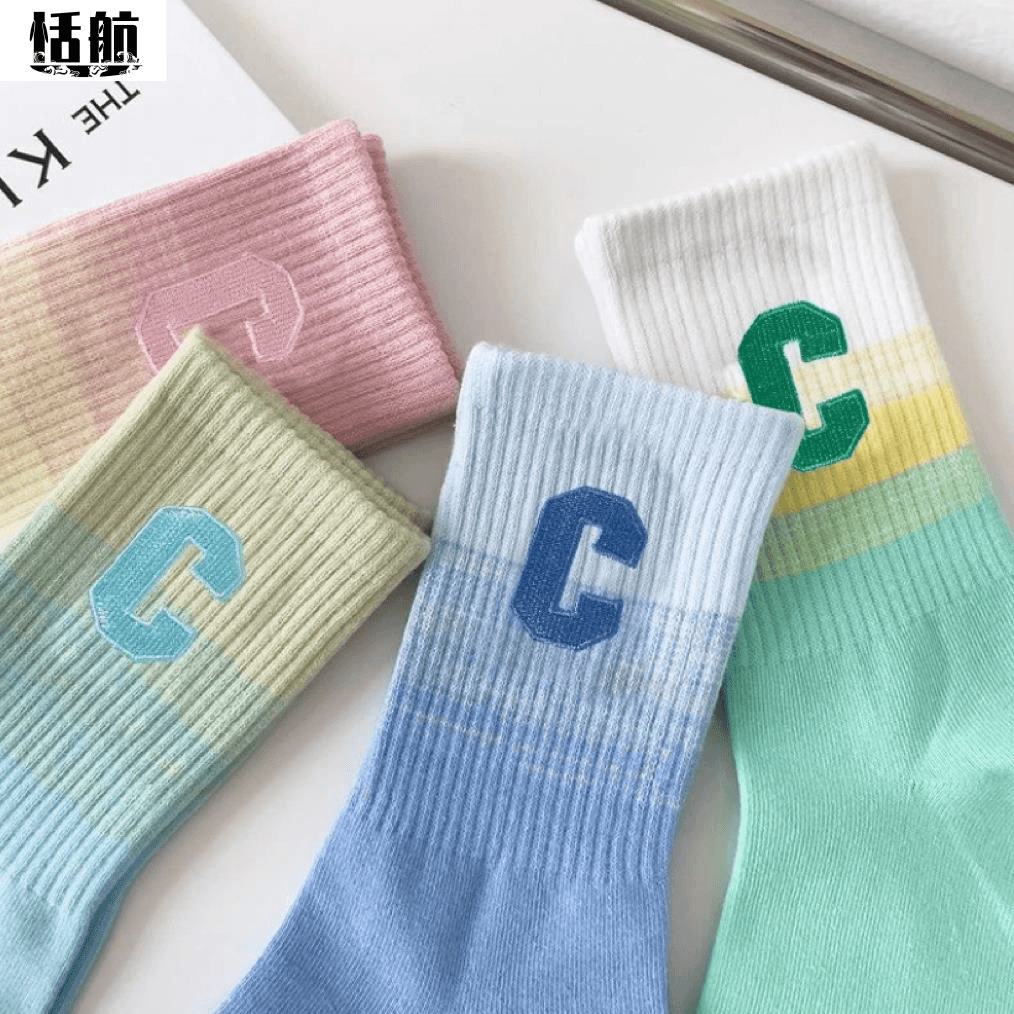 【2.9元5双】福利袜子女中筒袜秋冬学生ins潮百搭字母C网红运动潮