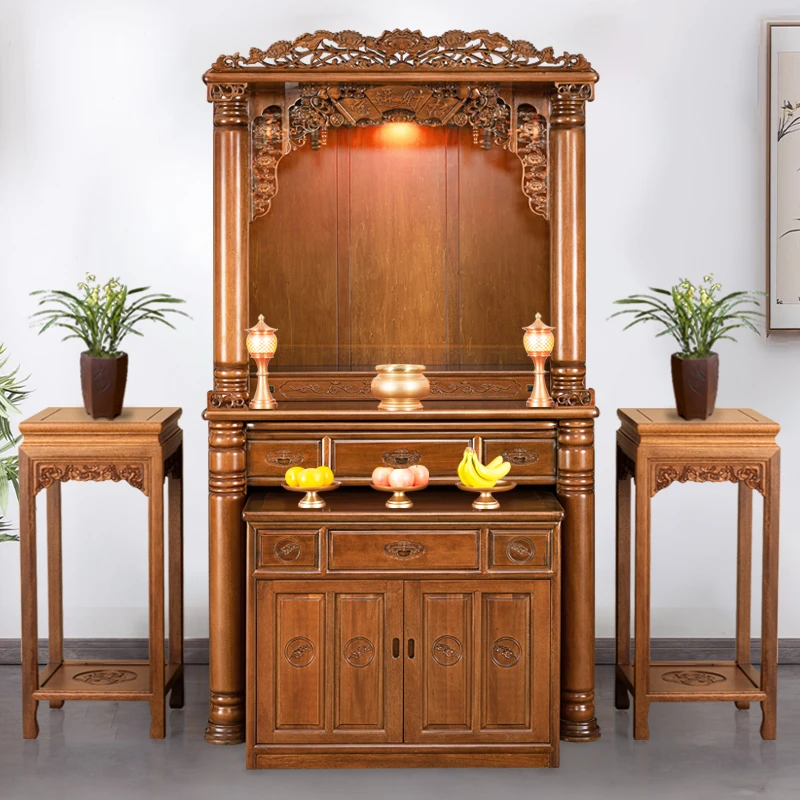 实木套柜家用客厅樱桃木贡柜中堂禅意落地柜新中式雕花龛柜一体柜