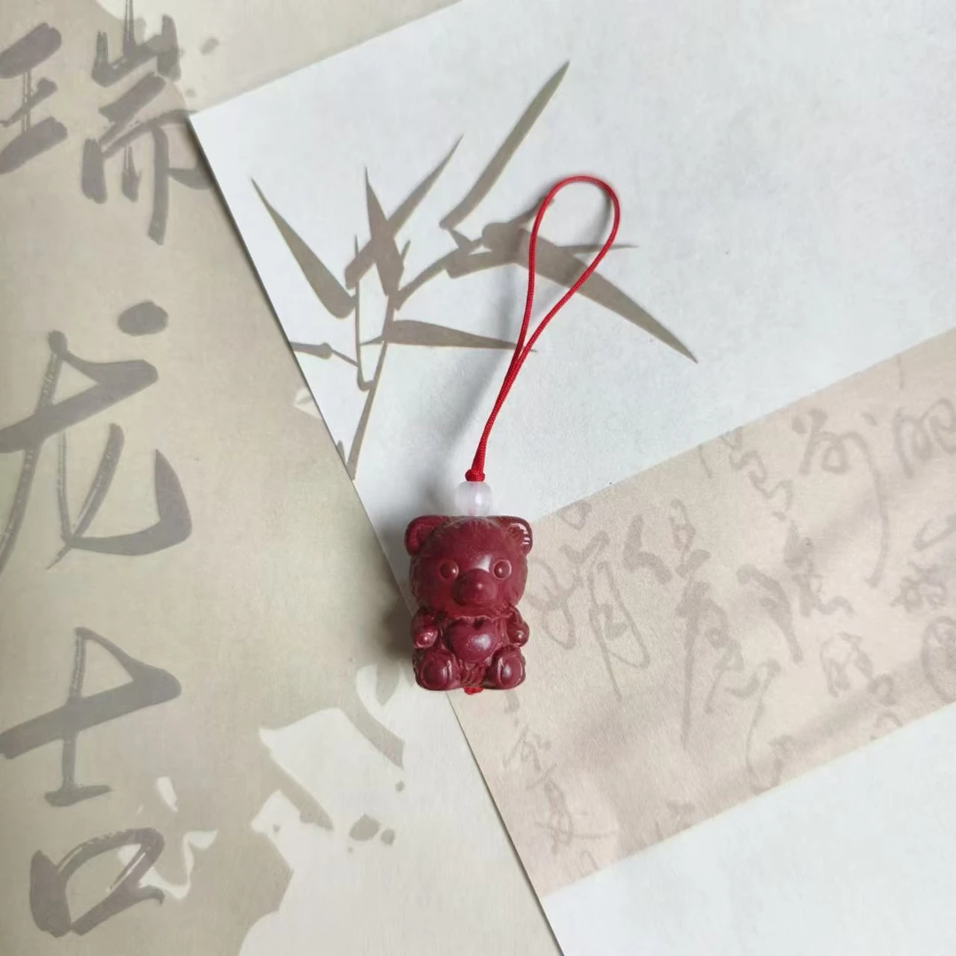 含辰砂工艺品楠楠优选含辰砂工艺品TB004--小熊手机钥匙挂件