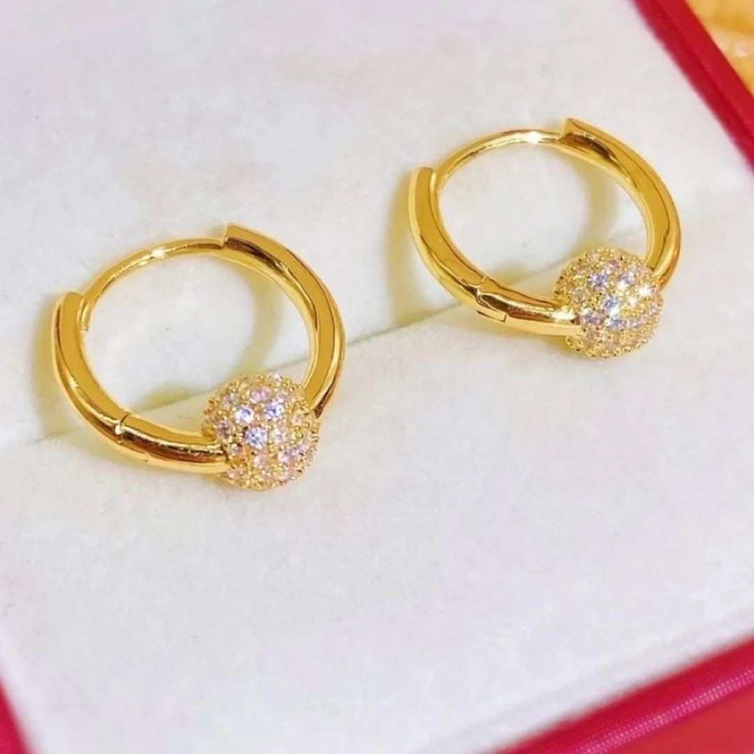 925银针耳环 ［小星球］时尚女士耳环精致镶嵌圈圈经典-448