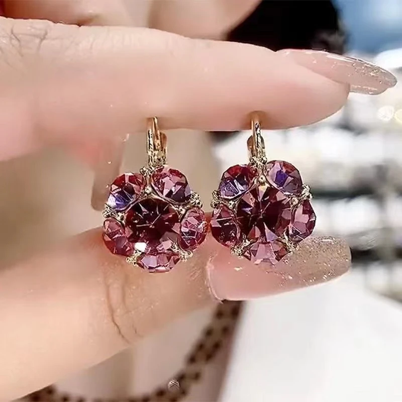 925银针耳环 紫色锆石耳扣女轻奢高级感耳坠复古百搭-245