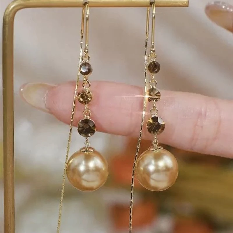 铜合金仿珍珠耳饰  气质精致复古美拉德珠珠长款耳线-325