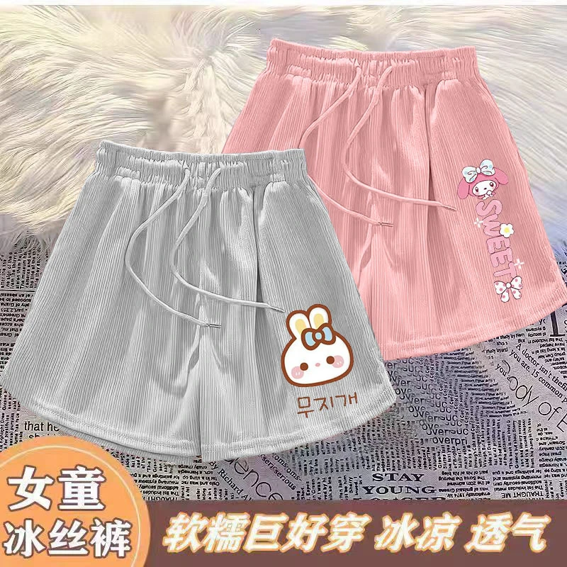 夏季薄款卡通夏装洋气女童冰丝短裤新款休闲童装中小童外穿儿童节