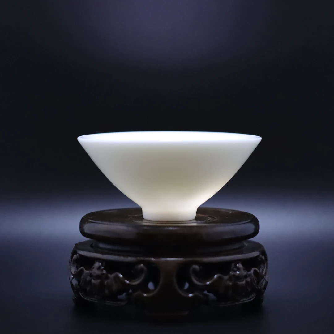 【饲壶山房】陈旭签名 哑光白盏 斗笠杯（德化精瓷）容量50cc左右