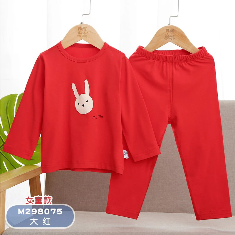 儿童四季款大红内衣套装秋衣秋裤建议身高加10-15厘米莱卡