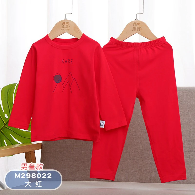 瑁恩瑁爱儿童四季款大红内衣套装建议身高加10-15厘米莱卡