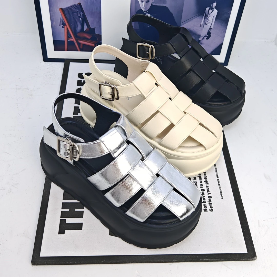 增高8cm罗马凉鞋百搭软底夏季外穿镂空厚底凉鞋P3007