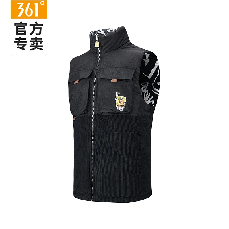海绵宝宝联名款361羽绒服马甲运动外套男秋冬季保暖双面穿男装冬