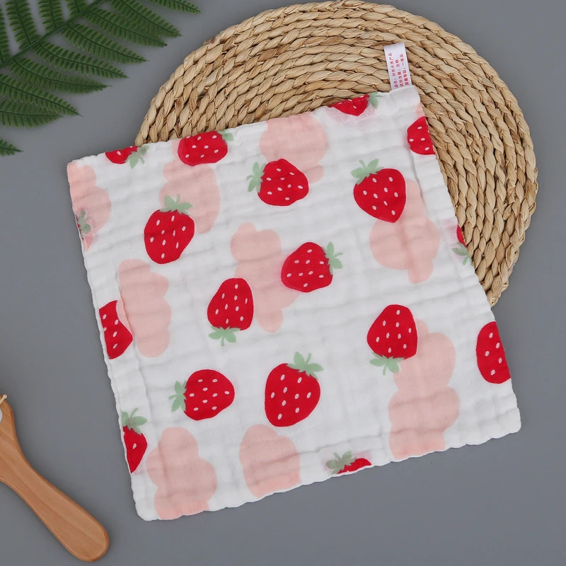 纯棉高密方巾6层褶皱手帕小毛巾六层纱布口水巾印花宝宝新生儿