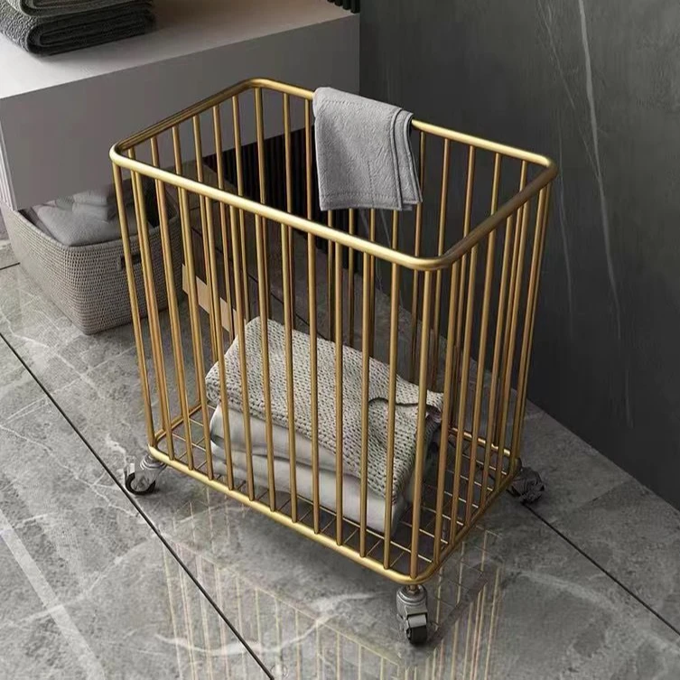 北欧风轻奢铁艺收纳篮浴室脏衣篓金色脏衣篮家居玩具衣服收纳筐