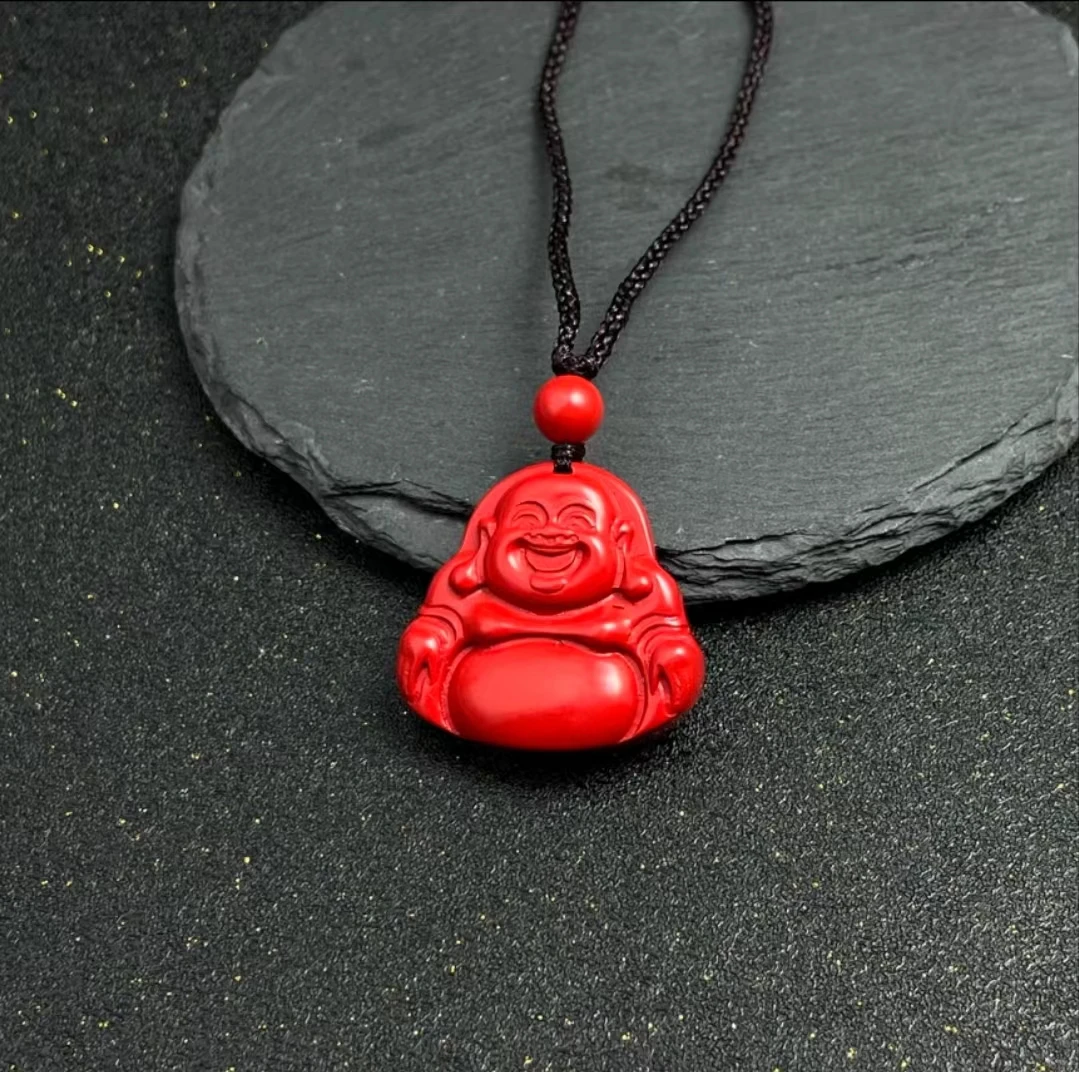 含辰砂工艺品弥勒笑佛挂件朱砂吊坠 (2.6*2.5*7)cm  Z07