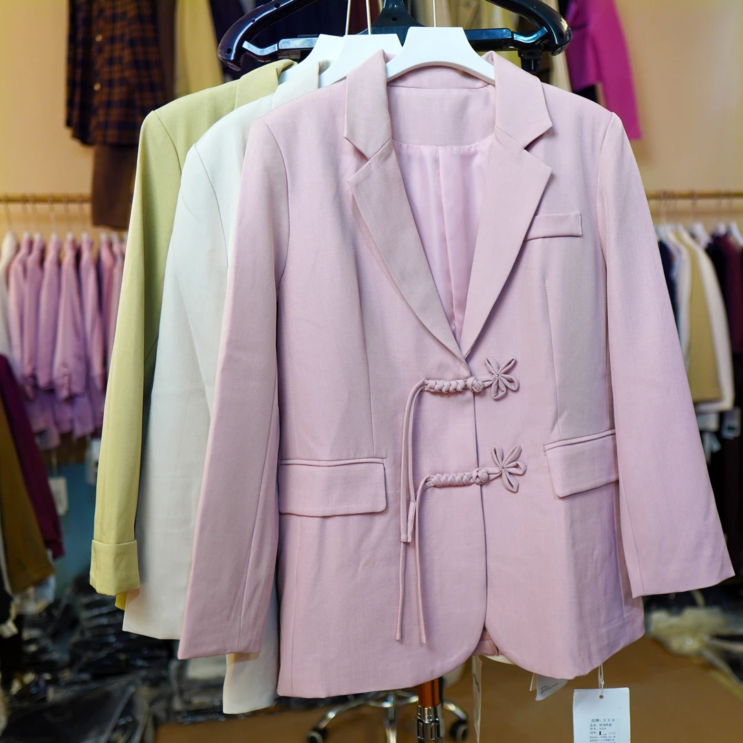 气质韩版松紧收腰显瘦翻领双排扣风外套长袖春秋短款时尚休闲百搭