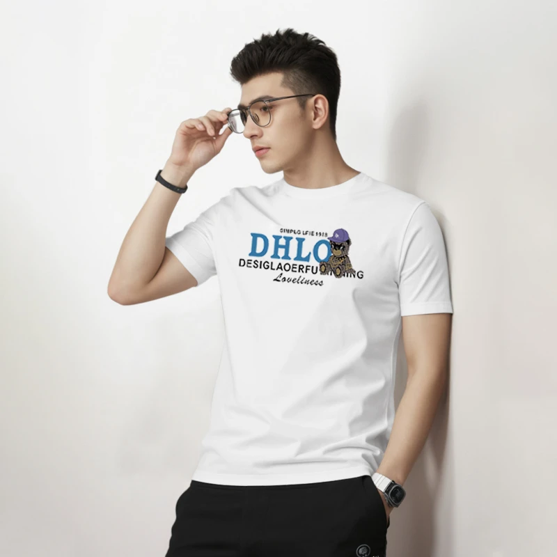 纯棉短袖T恤男士2025夏季新款时尚休闲简约透气舒适百搭圆领上衣